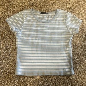 Brandy Melville Blue & White Striped Baby Tee